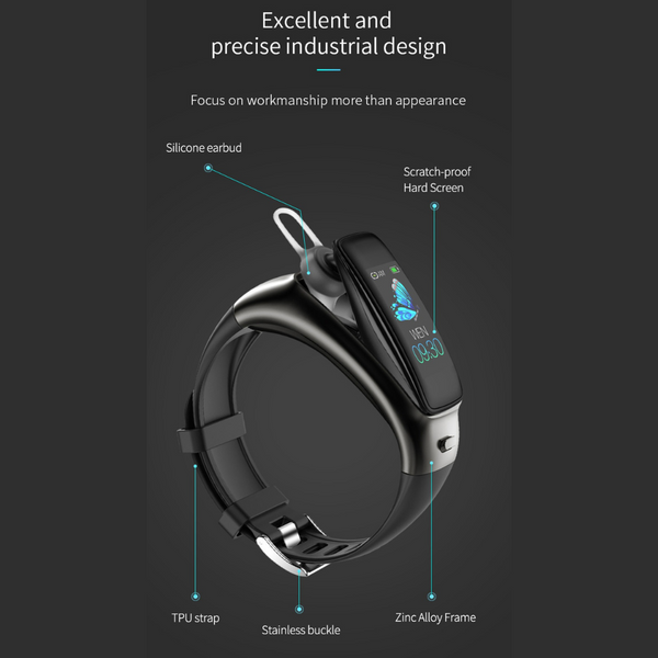 Montre connectée 2en1 écouteur bluetooth intégré matériaux et design kalleos